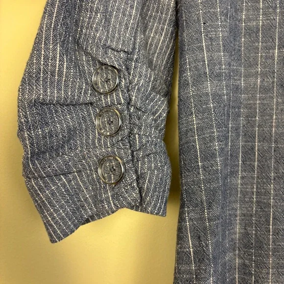 RAMY BROOK Womens Lilianna Double Breasted Striped‎ Blazer Size 0 Pinstripe Blue